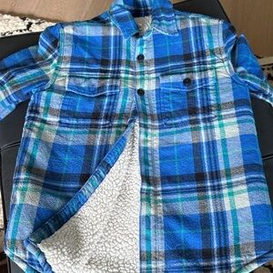 Crewcuts Blue and White Sherpa Shirt Jacket